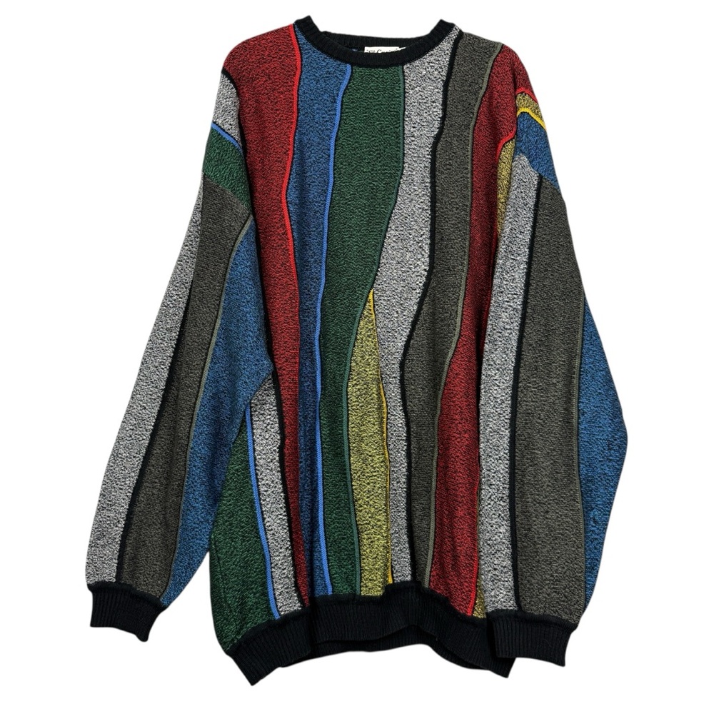 Vintage 3D Knit St Croix Striped Wavey Knit Sweater